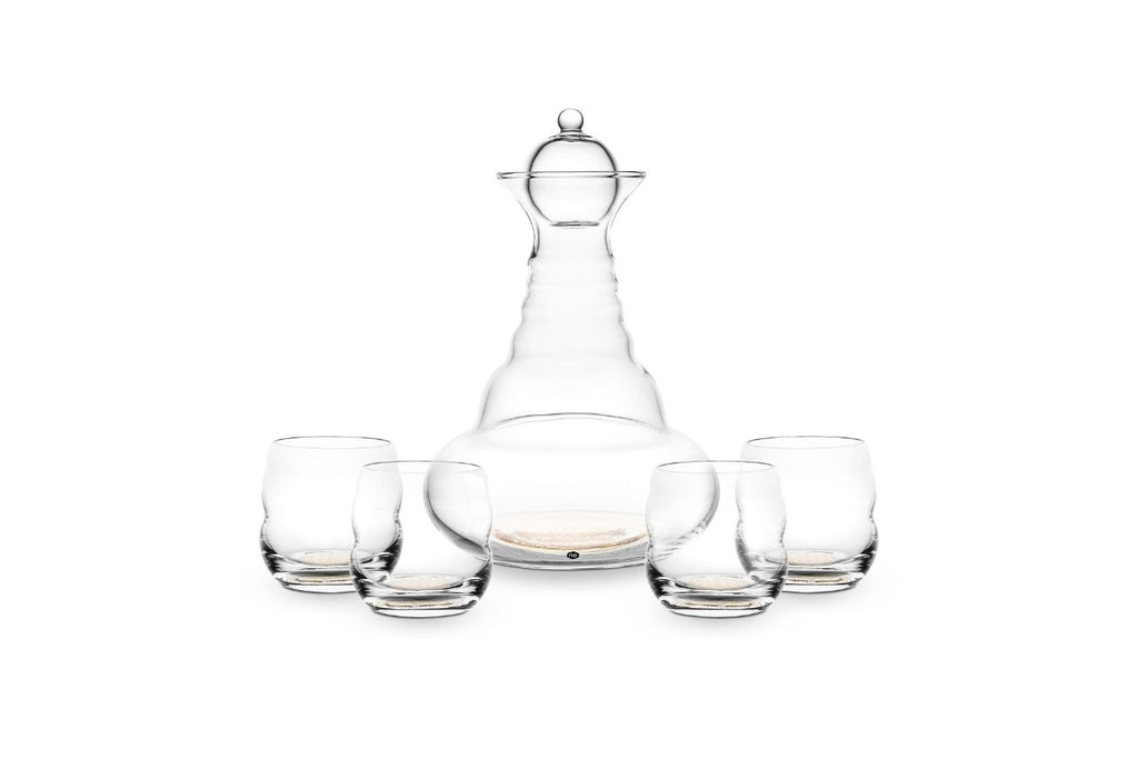 Pack Jarra de Agua Revitalizadora Alladin Gold y 4 Vasos Mythos Gold 1.3 l