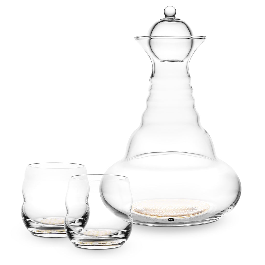 Pack Jarra de Agua Revitalizadora Alladin Gold y 2 Vasos Mythos Gold 1.3 l